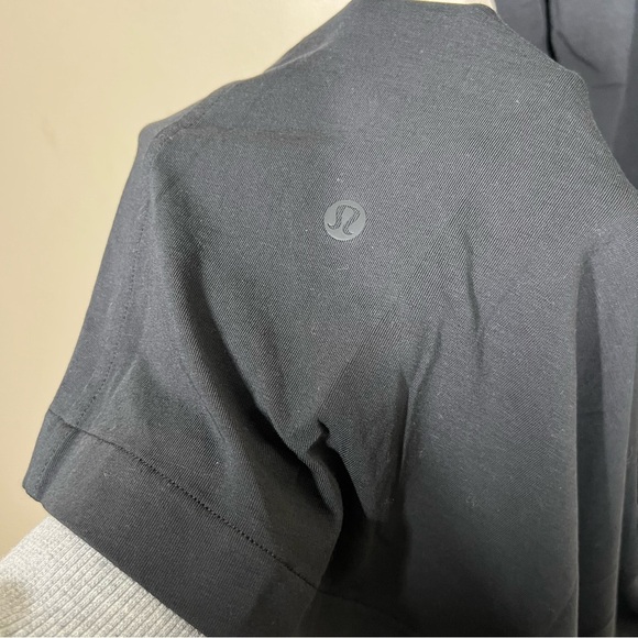 Lululemon Womens Cotton Wrap-Front T-Shirt Dress Black Size 12 Casual Basic - Picture 10 of 10